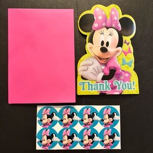 Minnie Mouse Bow-tique Thank You Cards with Stickers - Pink and Yellow